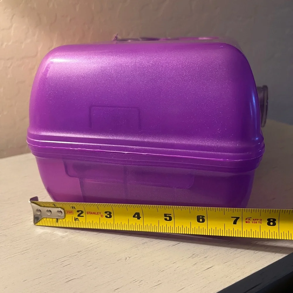 Caboodles Tote Purple Plastic Makeup Case Mirror Storage Container Tray NWT